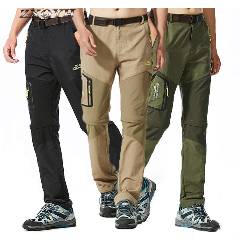 

ZXQYH Summer Men Quick Dray Pants 6XL Outdoor Sport Pants Camping Hiking Breathable Trousers Waterproof Removeable Plus Pants