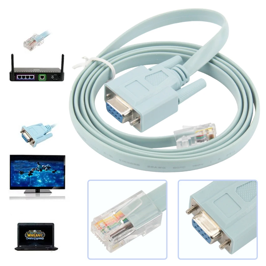 Buy 200pcs Cable RJ45 Cat5 to Rs232 DB9 COM