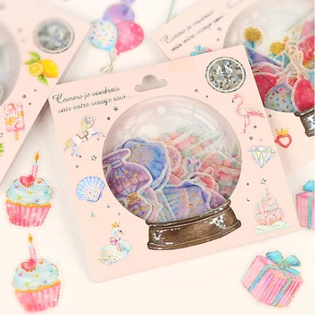 

48pcs Crystal Ball Cat Candy Stickers Kawaii Stars planet Stationery Decorative Sticker DIY Scrapbooking Photo Label Stickers