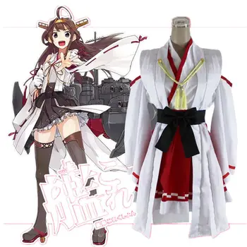 

Anime Kantai Collection Cosplay Costume Haruna Kimono Black/Red Adult Women Costumes Plus Size Garment