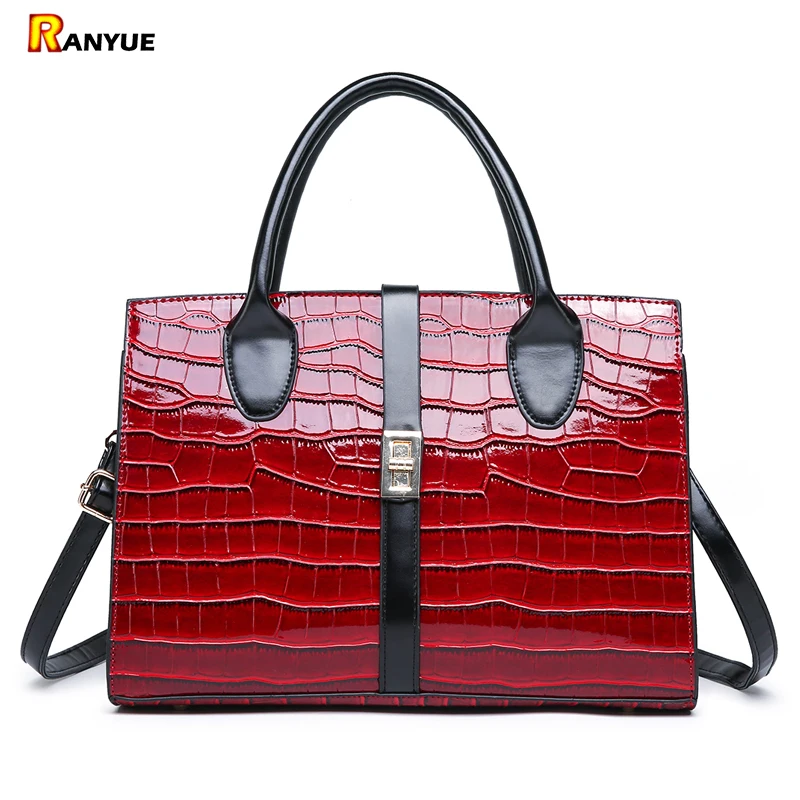 www.bagssaleusa.com : Buy Red Crocodile Patent Leather Tote Bags Handbag Women Famous Brand Luxury ...