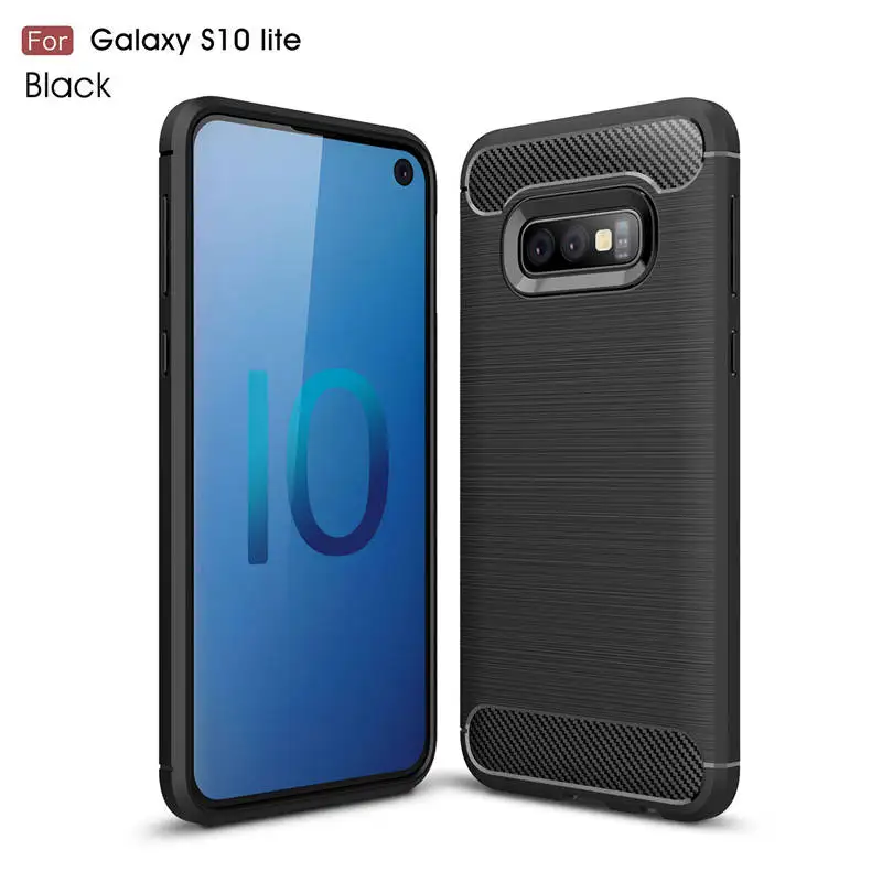 

For Samsung Galaxy S10 / S10E Shockproof Carbon Fiber Silicone Soft TPU Back Cover Case For Galaxy S10 Plus Phone Accessories