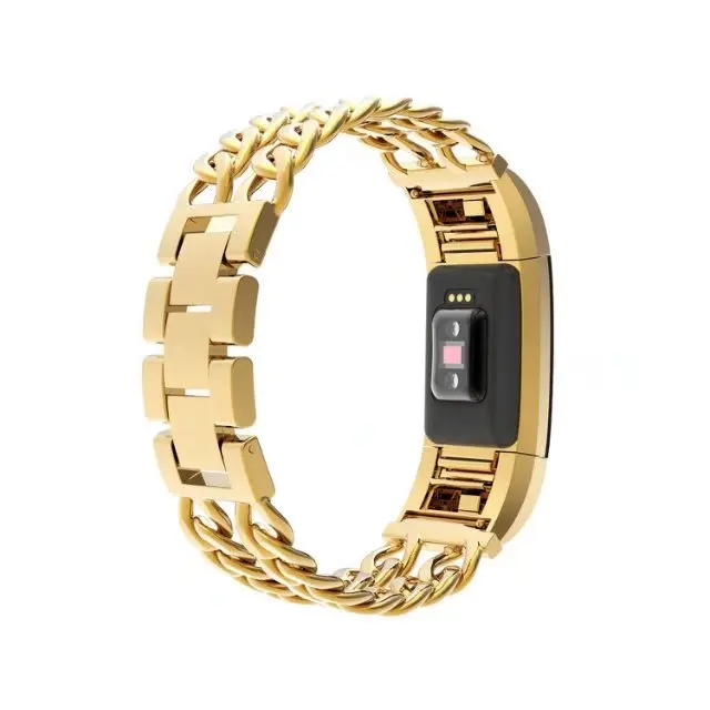 Для FitBit Charge 2 диапазона замена металла Нержавеющая сталь звено цепи часы ремешок Цвета: черный, золотистый, серебристый розовое золото
