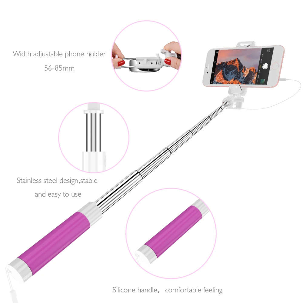 FLOVEME проводной палка для селфи для iPhone 7 8X6 S Plus для samsung S9 j5 J6 для huawei Y6 телефон складной штатив зеркало, селфи-палка