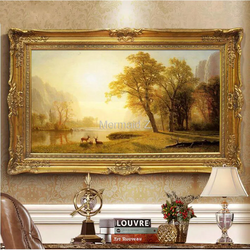 

Artist Hand-Painted Thomas Kinkade Landscape Oil Painting forest stream wall painting canvas painting decorative paintings