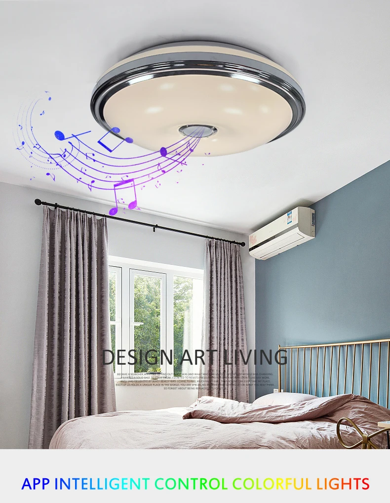 Современная музыка светодиодный потолочный светильник приложение управление Bluetooth потолочный домашний свет для гост