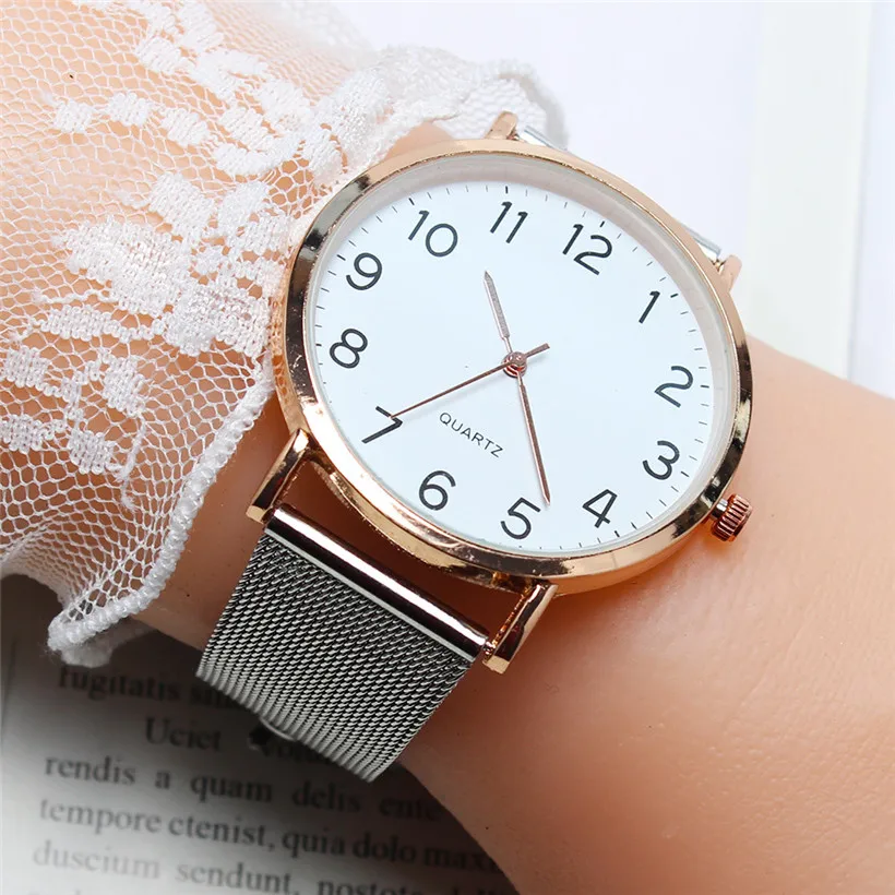 Новая мода, Серебряные наручные часы с сетчатым ремешком, повседневные женские аналоговые кварцевые часы из нержавеющей стали, подарок, Relogio Feminino, Прямая поставка