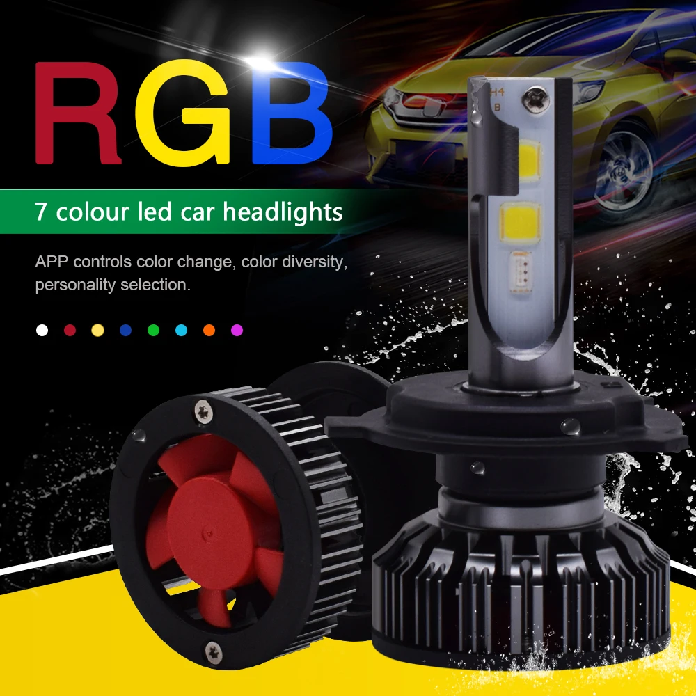 EURS(TM) светодиодный автомобильный головной светильник s RGB светильник Bluetooth управление H1 H3 H4 H7 H11 Автомобильная противотуманная фара 880 9005 9006 COB Высокая яркость 20W