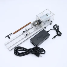 Mini Lathe Beads Machine Woodworking DIY Lathe Polishing Cutting Mini Drill Rotary Tool Standard Set with Power Supply DC 24V