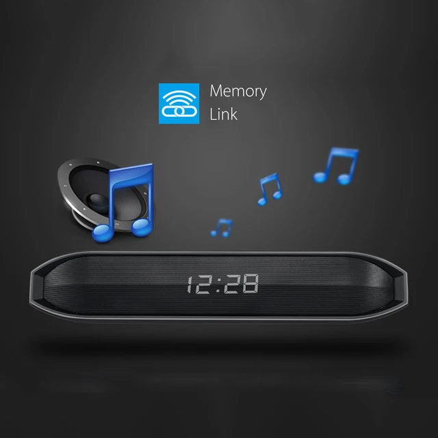 KINCO CY-03 Wireless Bluetooth Speaker Sound Bar 3D Stereo Bass Subwoofer Double Speakers LED Clock Display 10W FM AUX TF