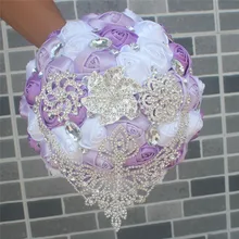 8 различных стилей 24 см свадебные букеты, Роскошные Стразы ленты, жемчуг, украшенные свадебные вечерние искусственные букет