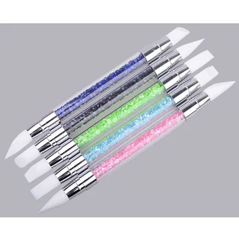

ELECOOL 1PC Professional Nail Art Brush Dotting Tools 2 Way Sculpture Pen Silicone Carving Craft Hot