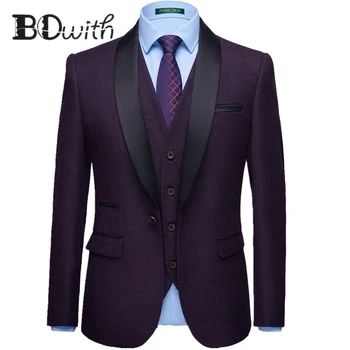 

Newest Purple Men Suit Shawl Collar One Button Slim Fit 3 Pieces(Jacket+Vest+Pants) for Wedding Tuxedos Formal Suits