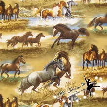 См 50 шт. 1 шт. ткань S с принтом лошади отрезы ткани пэчворк хлопок Telas стеганая одежда лошадь печати Diy Вышивание 110