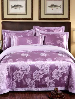 

4Pcs Bedclothes Set Graceful Flowers Printed Silky Soft Bedding Set