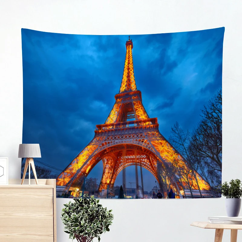 Башня Парижа домашний Декор стены искусства Парижа ориентир город ночной вид современный fFashion гобелен навесной пляж полотенце