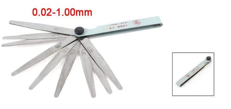 Metric 14 Blades 0.02 1.00mm Gap Measure Feeler Gauge Tool