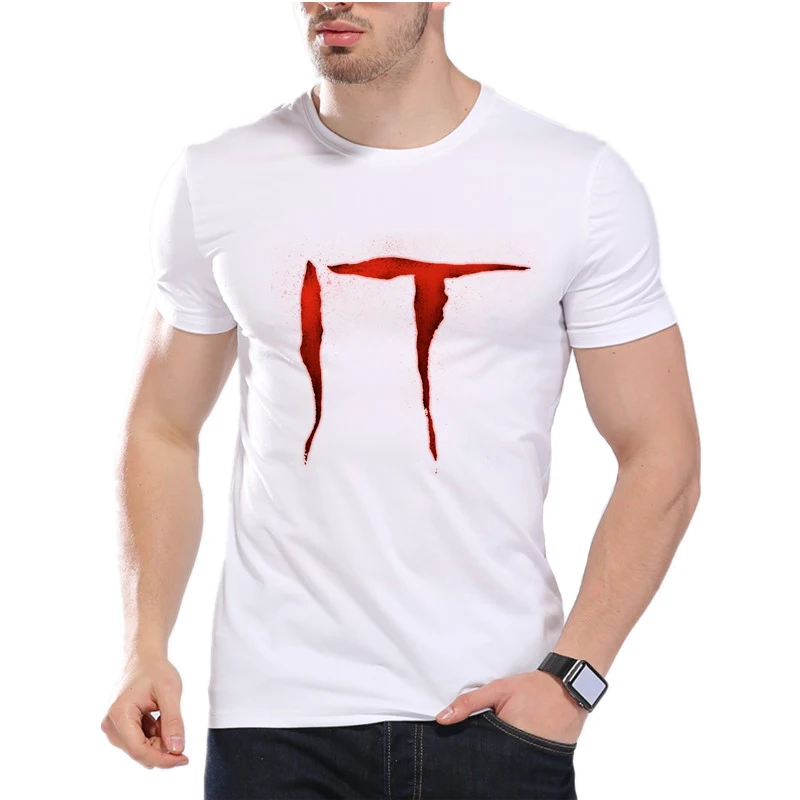 

Latest horror movie Stephen King's It T-shirt Men Anime Movie Printing Custom Made Pennywise T-shirt Tees Christmas Gift D7-5#