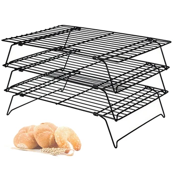 

Pokich 3 Layers Folding Cake Cooling Racks Nonstick Bread Cookie Bakery Shelf Food Baking Tool Baking Rack