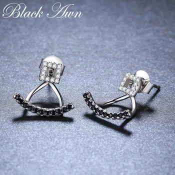 

Classic 100% Genuine 925 Sterling Silver Jewelry Black Spinel Stone Star Cute Party Stud Earrings for Women Bijoux Femme I020