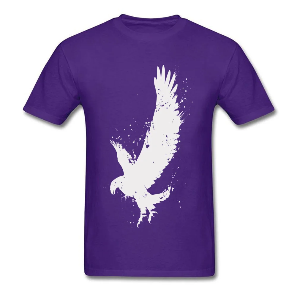 Print Normal Summer/Fall Cotton Fabric O-Neck Men Tees Birthday Tee-Shirt Classic Short Sleeve Tshirts Top Quality Eagle Brush Strokes Splatters On Dark purple