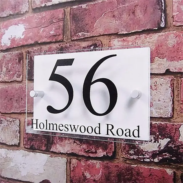 Customized Double Layer Transparent Acrylic House Number Plaques Sign