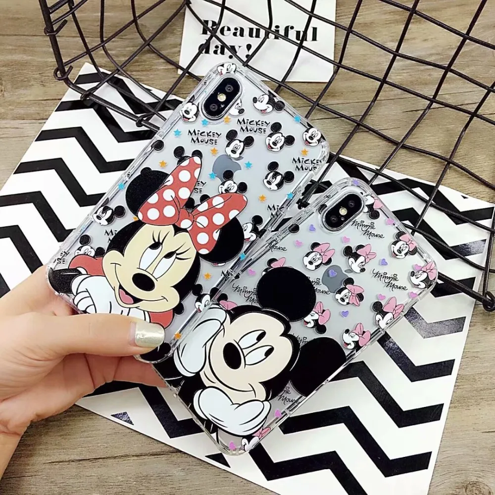 

Cartoon Transparent Mickey Phone Case For iphone XS XR XS MAX Silicone Anti knock Cases For iphone X 8 7 6 6s plus Back Cover