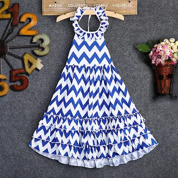 

Kids Girls Long Evening Party Dress Boho Striped Summer Beach Sundress 3-10Y