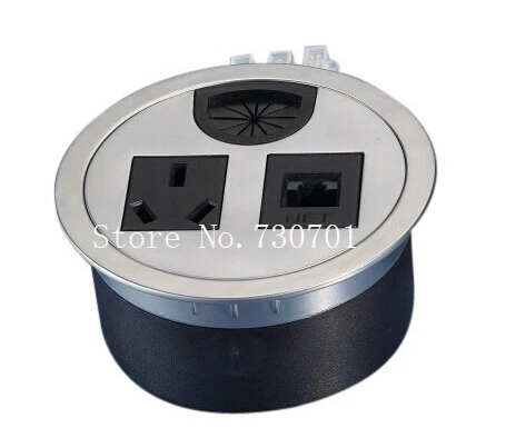 Hot Sale Rj45 Power Office Desk Power Socket Grommet Outlet Silver