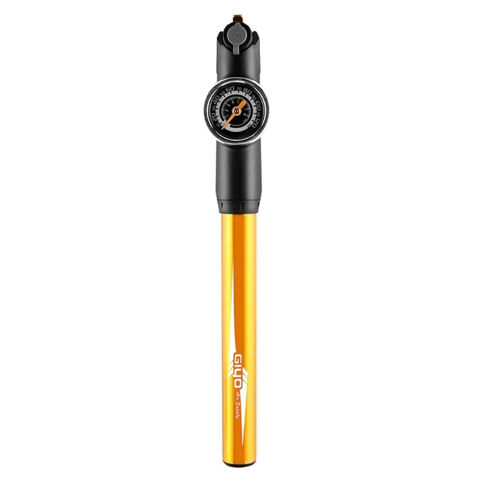 

High Pressure Multifunctional For Bicycle Hand Held Aluminium Alloy Extractable Hose Manual Pump With Gauge Portable Durable