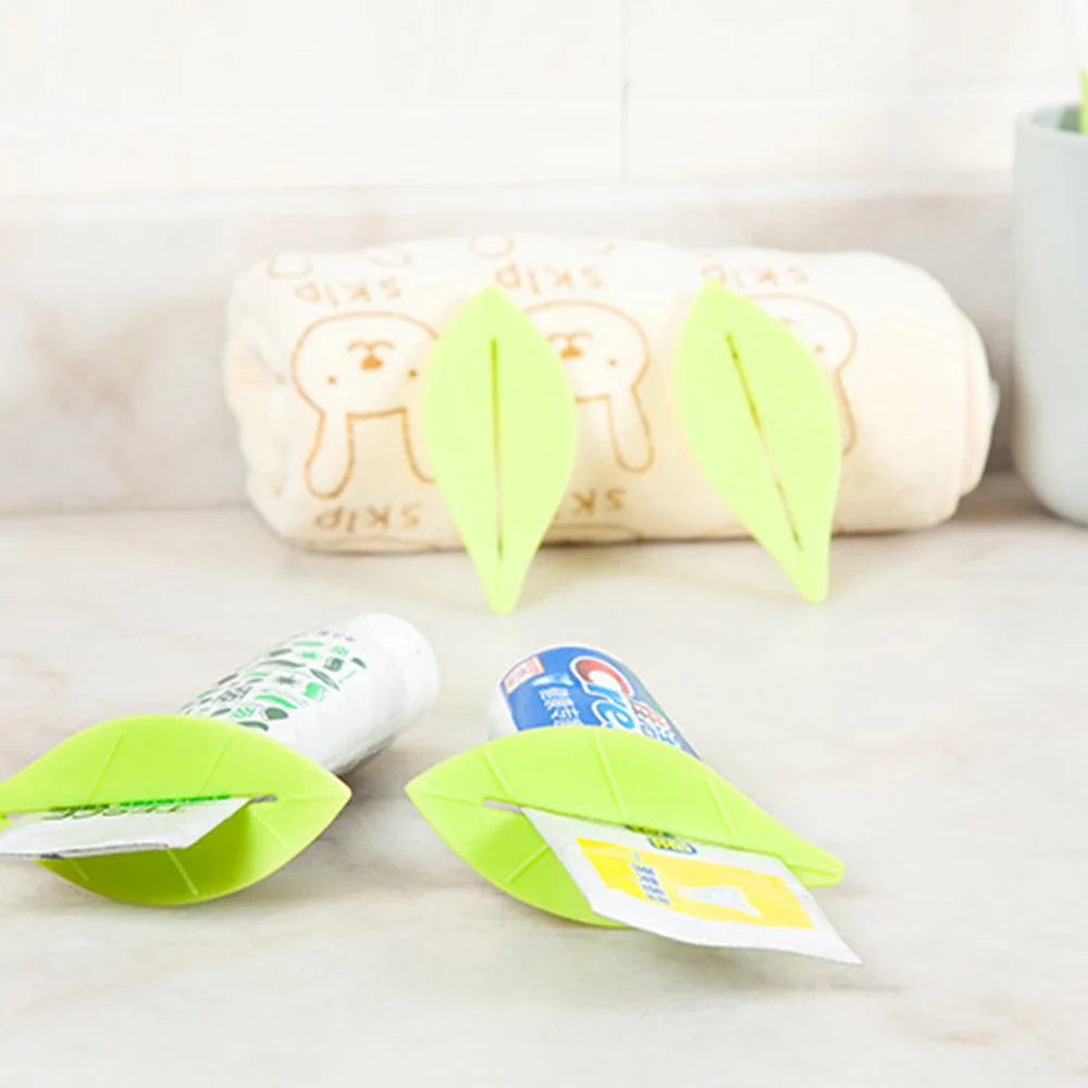 2PCS/SET Creative Home Furnishing Leaf Shape Toothpaste Squeezer Toothpaste Dispenser