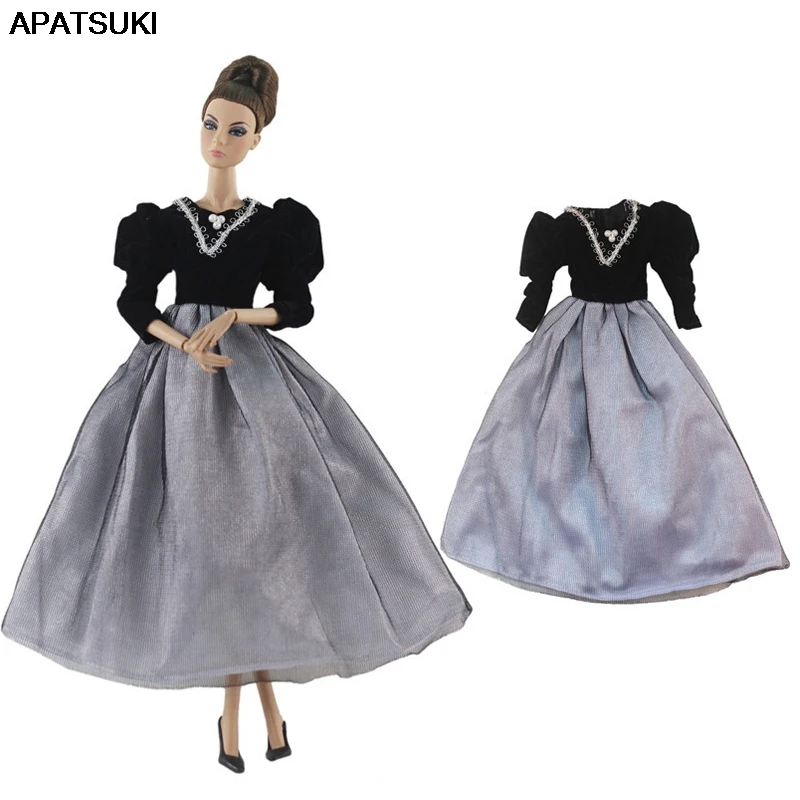 

Black Gray Fashion Doll Clothes For Barbie Doll Princess Gown 1/6 Doll Accessories Party Dress For Barbie Doll Outfits Kids Toy