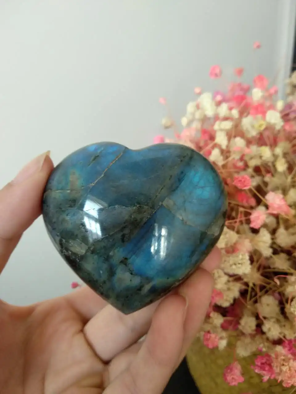 137g Natural Beautiful Rainbow Flash Labradorite Stone Crystal Heart Healing | Дом и сад