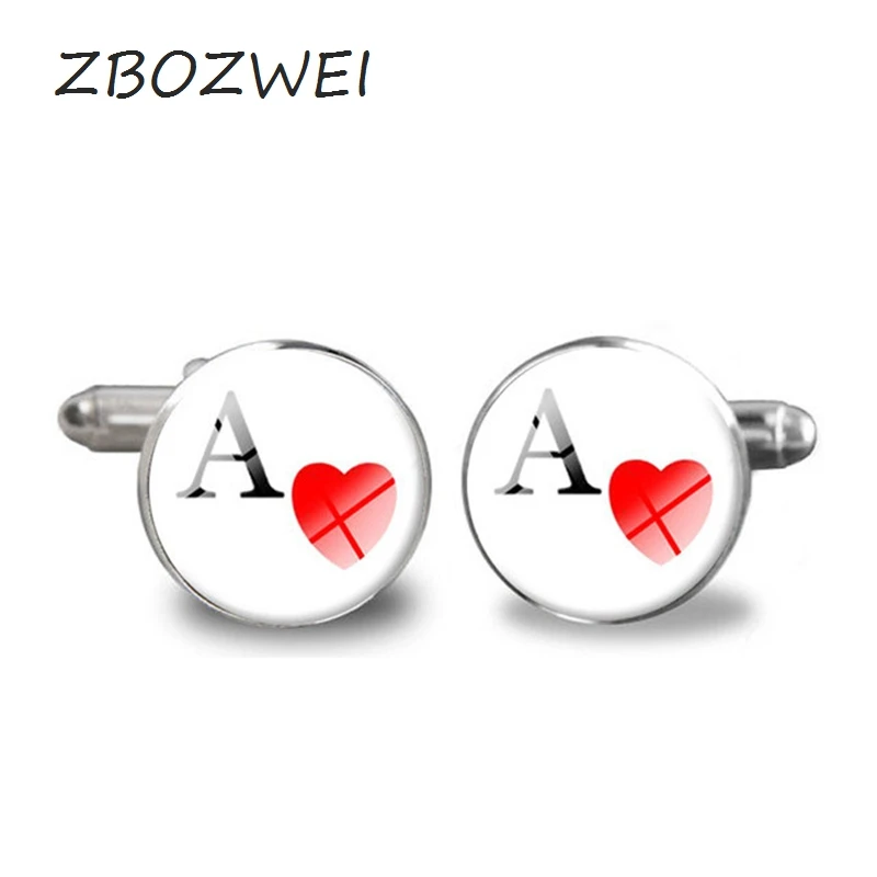 

ZBOZWEI Men Gift Poker glass Cuff Wholesale&retail 3 Colors Copper Material Novelty Playing Card Heart A Design Private custom