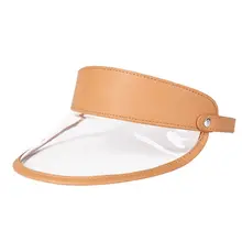 Женский спортивный солнцезащитный козырек с открытым верхом из ПВХ пластика с регулируемым металлическим ремешком сзади с широкими прозрачными полями