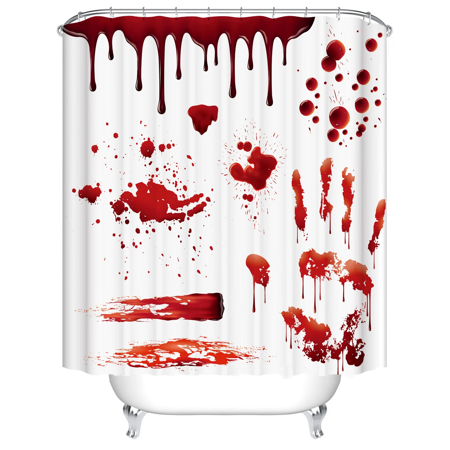 

Horror Blood Handprint Animals Scenic Shower Curtains Bathroom Curtain Frabic Waterproof Polyester Bath Curtain with Hooks