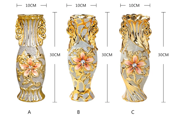 Европейская позолоченная фарфоровая ваза, винтажная Современная керамическая ваза для цветов, для комнаты, кабинета, прихожей, домашнего свадебного украшения