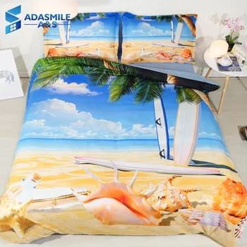 

3D Relaxed Beach Holiday Printed Bedclothes Kids Adults Soft Comfortable Pillowcases Bedding Comforter Duvet Cover Set Queen