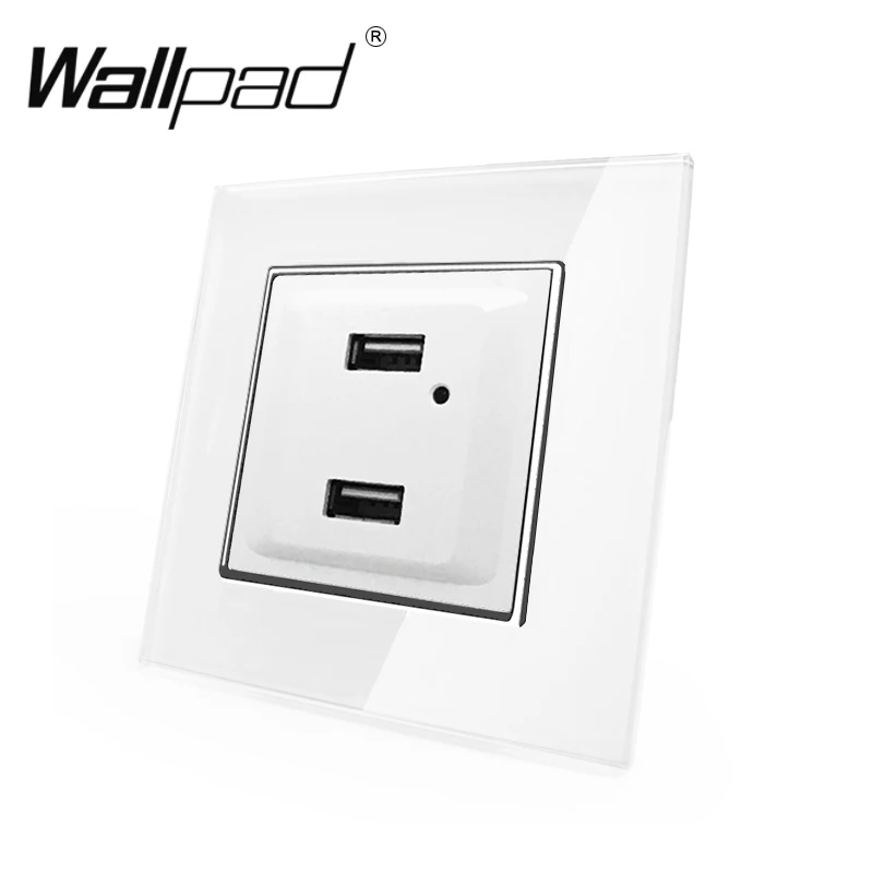 Cena Ue gniazdo usb z pazurami Wallpad białe szkło wskaźnik LED na panelu ue Schuko podwójne usb porty ładowania ścienne gniazdo zasilające z klipsem