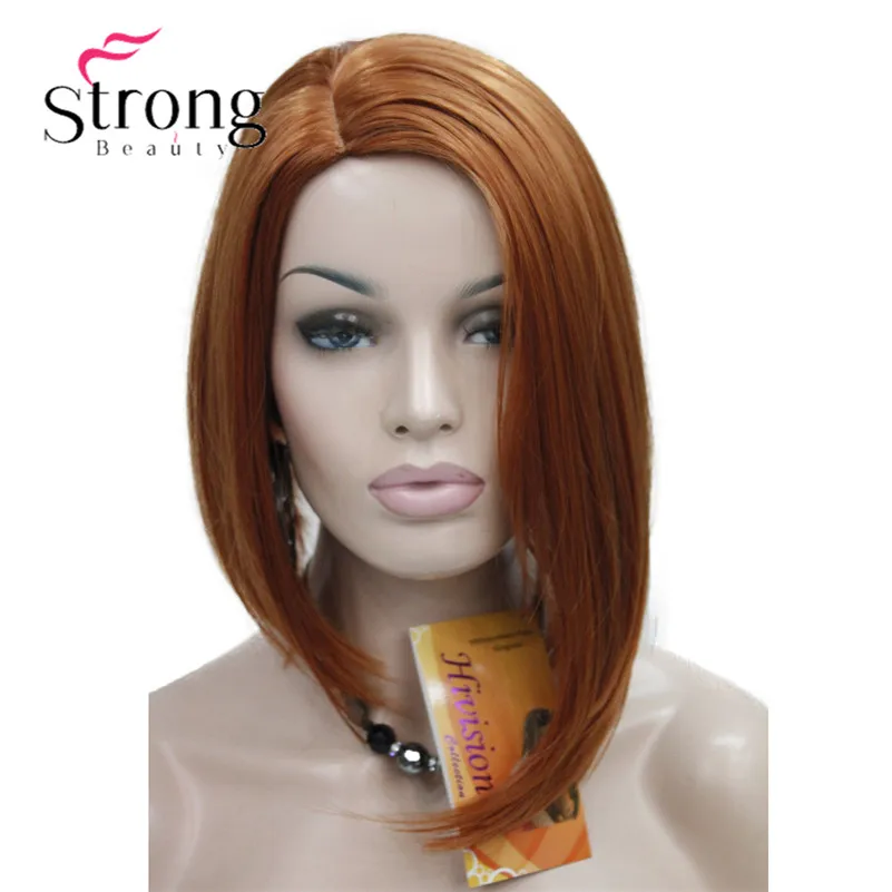 130A Asymmetrical no bangs orange brown side skin top wig (1)