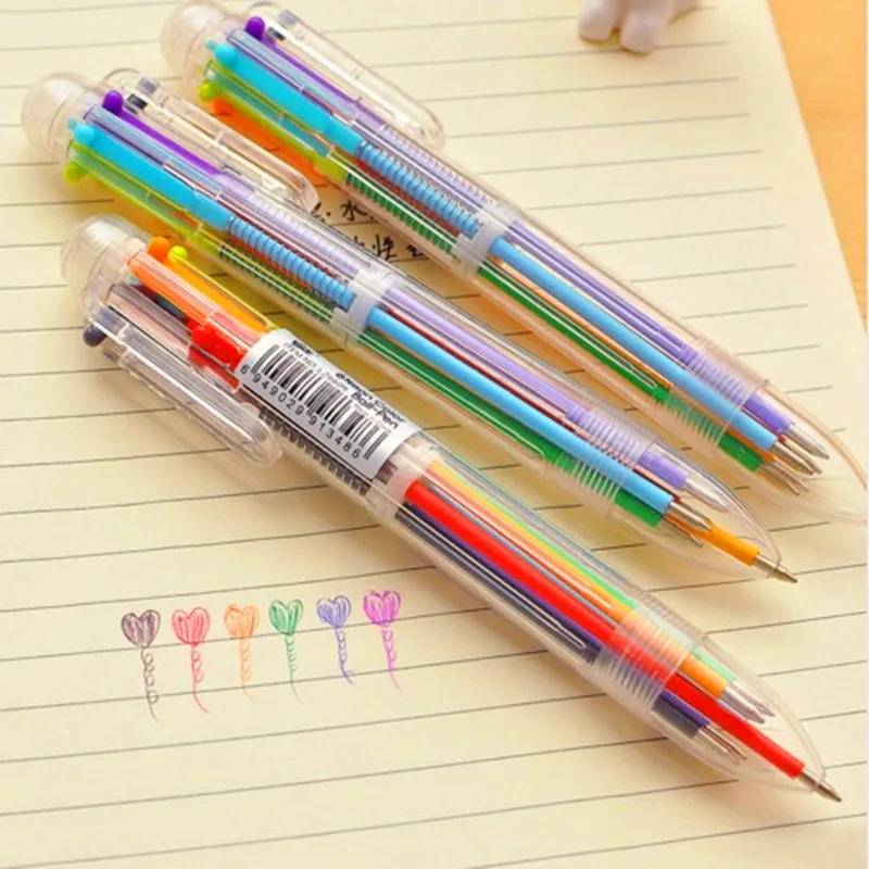 NNRTS мультипликационная многоцветная шариковая ручка конфетного цвета 6 в 1 креативная симпатичная ручка масляного цвета, персонализированные канцелярские принадлежности