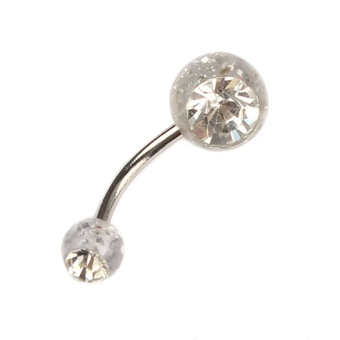 5001navel Belly Button Ring Barbell Rhinestone Crystal Ball Piercing Body Dropshipping New 