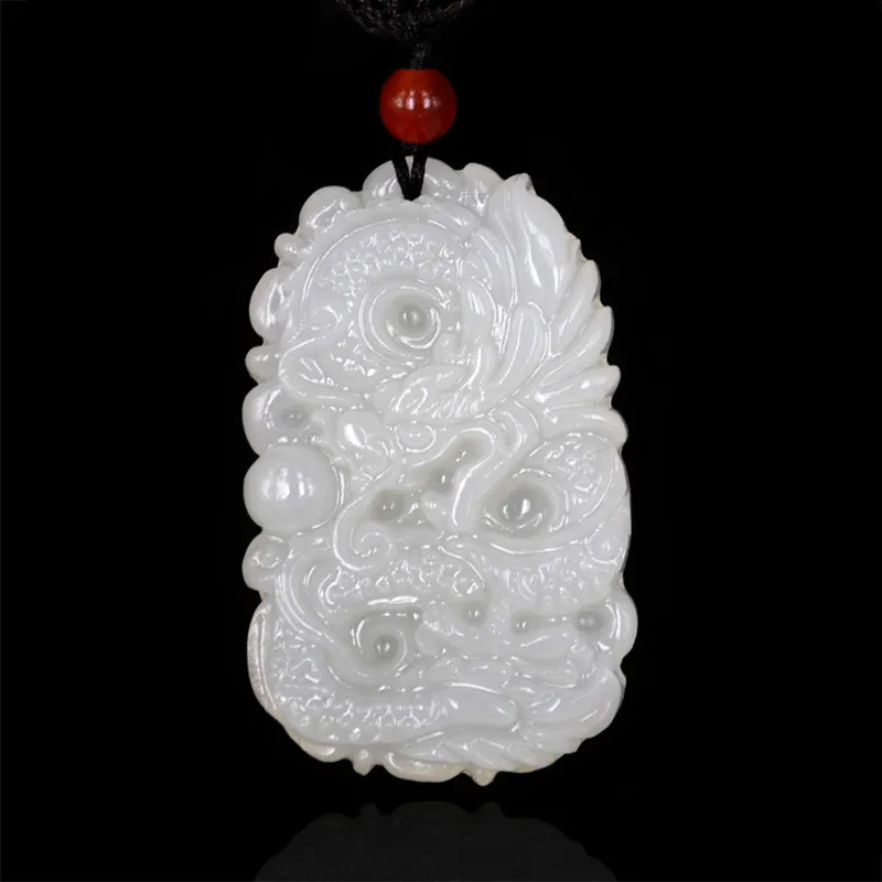 Beautiful Genuine Handmade Natural White Stone Gem Carved Dragon