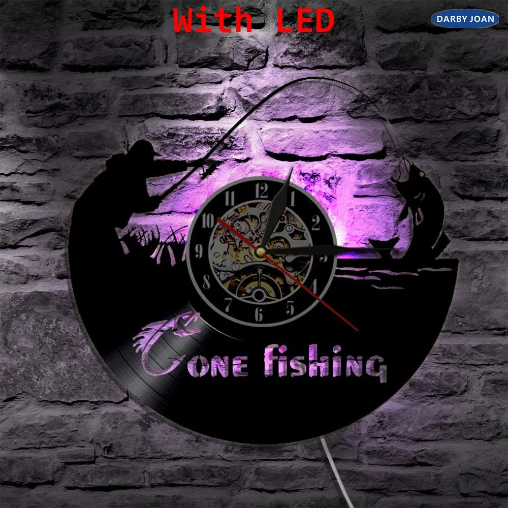Светодиодный виниловый светильник Gone Fishing в стиле ретро настенный с цветным