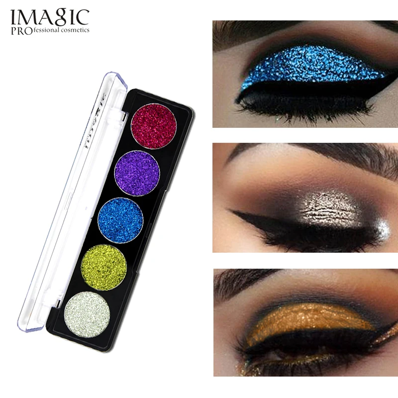 

New Makeup Fashion Branded 5 Color Shiny Eye Shadow Waterproof Red Purple Nude Pigment Eyeshadow Glitter Makeup Palette