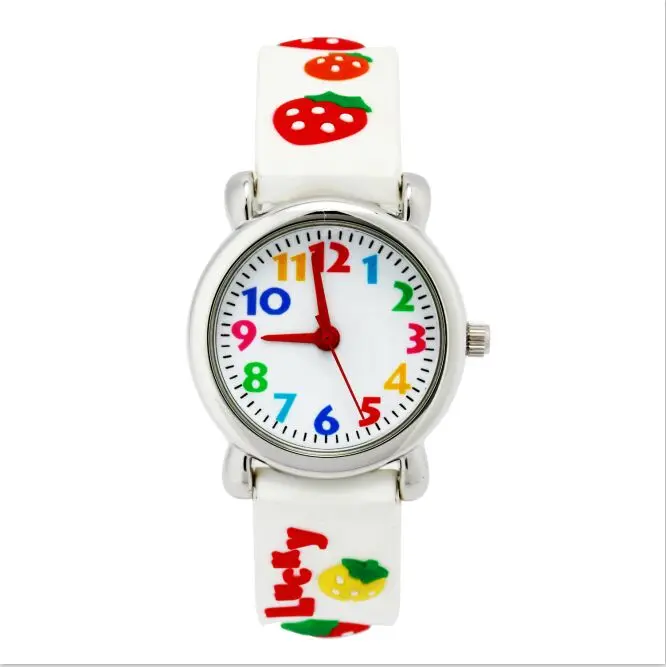

High quality waterproof Strawberry Fruits Transparent Quartz Watch Cartoon Children Kids Deals Watches Students outside watch