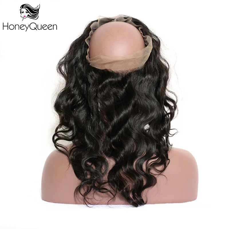 Pelo Remy Brasileño Onda del cuerpo 360 de Encaje Frontal Pre Arrancó 100% Del Pelo Humano Con el Pelo Del Bebé Nudos Blanqueados Miel reina