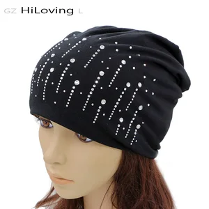 GZHilovingL 2017 News Women Diamond Slouch Beanies Hats Autumn Winter Loose Slouchy Polyester Hats Soft Ladies Thin Spring Hats