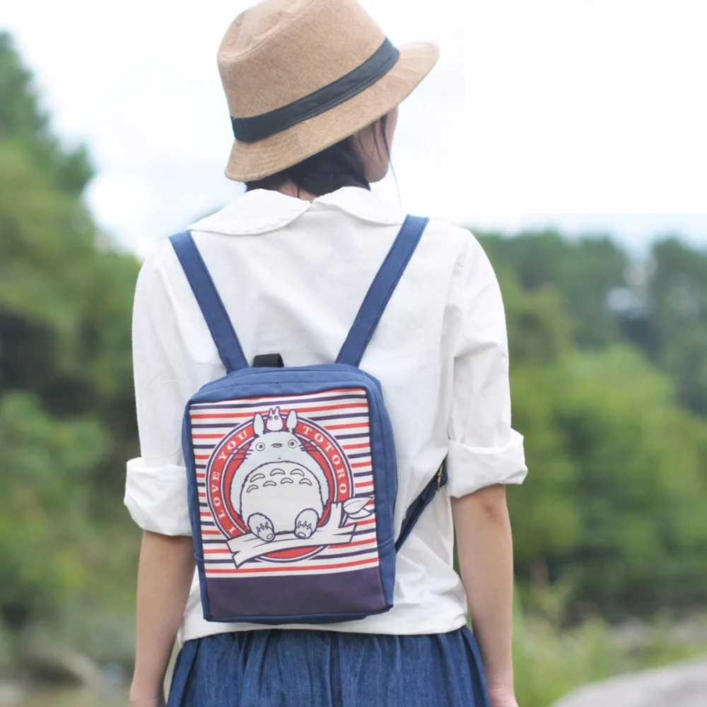 Ladies Mini Cartoon Totoro Cute Backpack Autumn Small Fresh Canvas Bag Hand Painted Blank Custom Travel