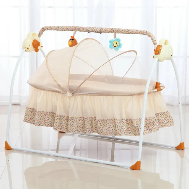 Smart Electric Baby Cradle Infant Rocking Crib With Music Portable Foldable Safe Newborn Baby